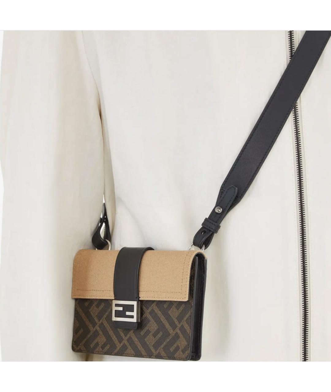 FENDI Коричневая тканевая сумка через плечо, фото 8