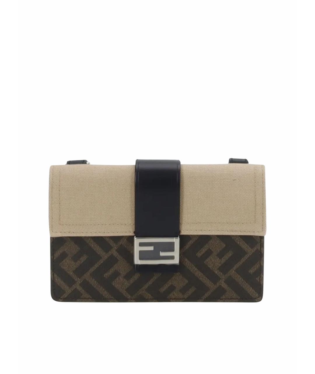 FENDI Коричневая тканевая сумка через плечо, фото 1