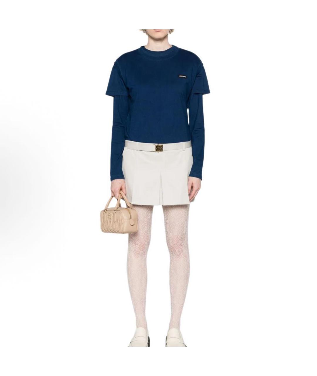 MIU MIU Белая хлопковая юбка мини, фото 6