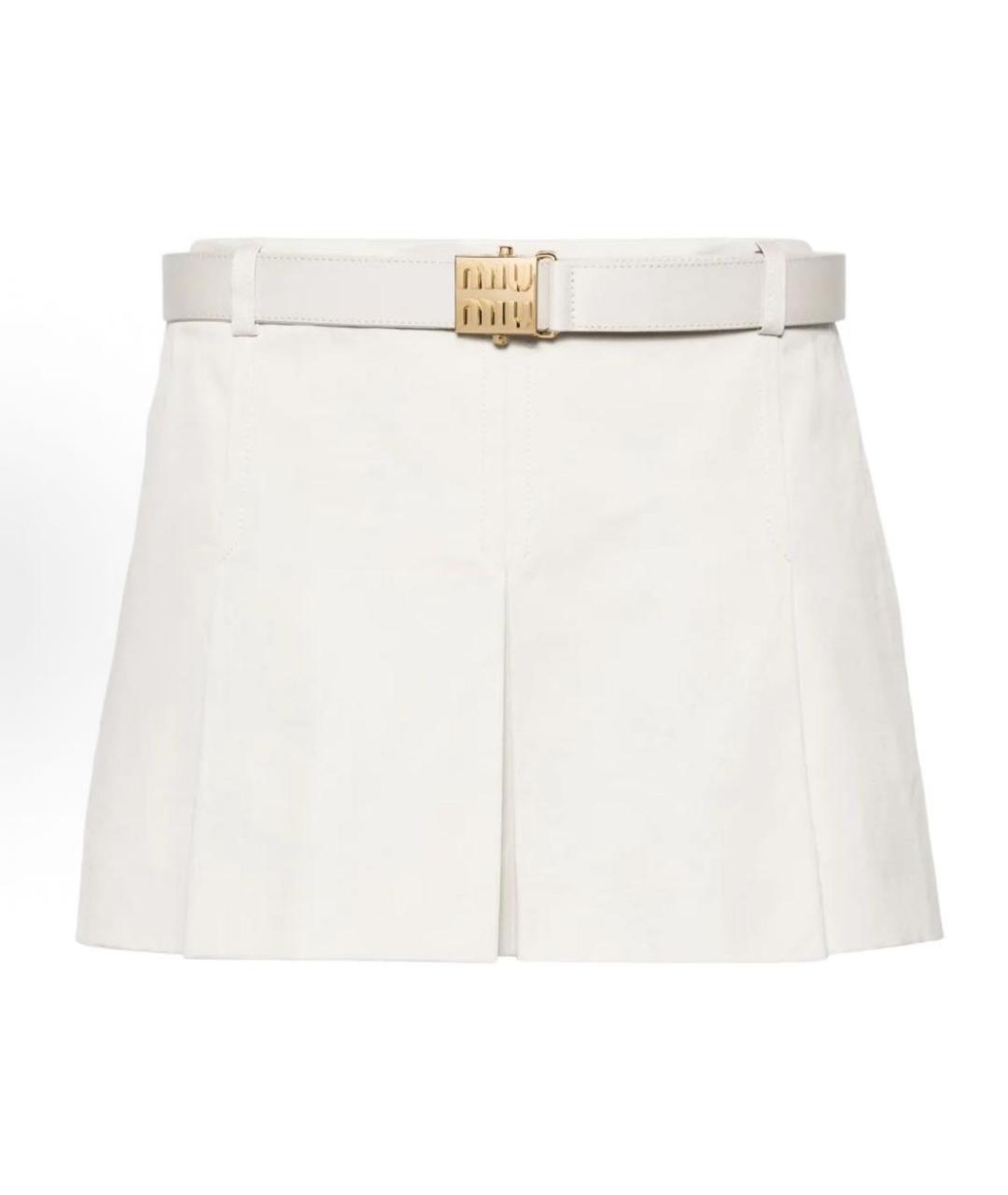 MIU MIU Белая хлопковая юбка мини, фото 8