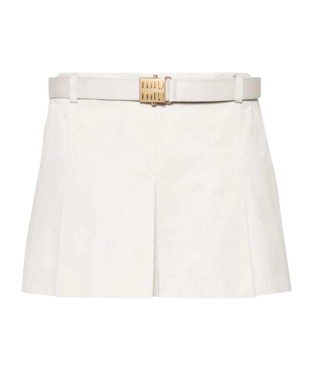 MIU MIU Белая хлопковая юбка мини, фото 1