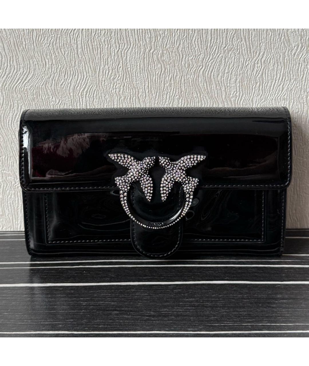 PINKO Черная сумка через плечо из лакированной кожи, фото 8