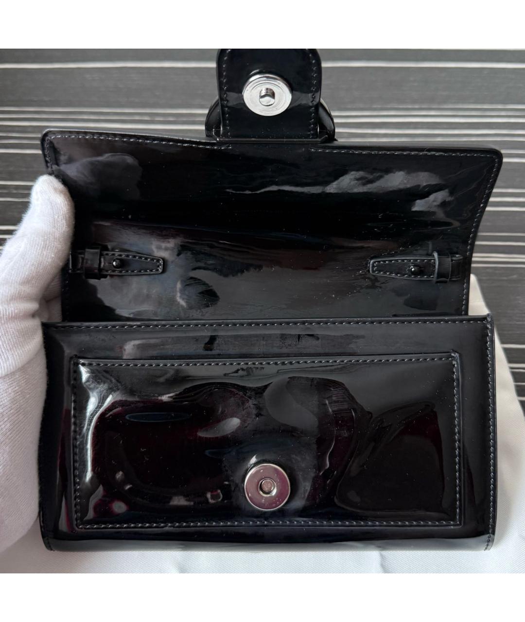 PINKO Черная сумка через плечо из лакированной кожи, фото 4