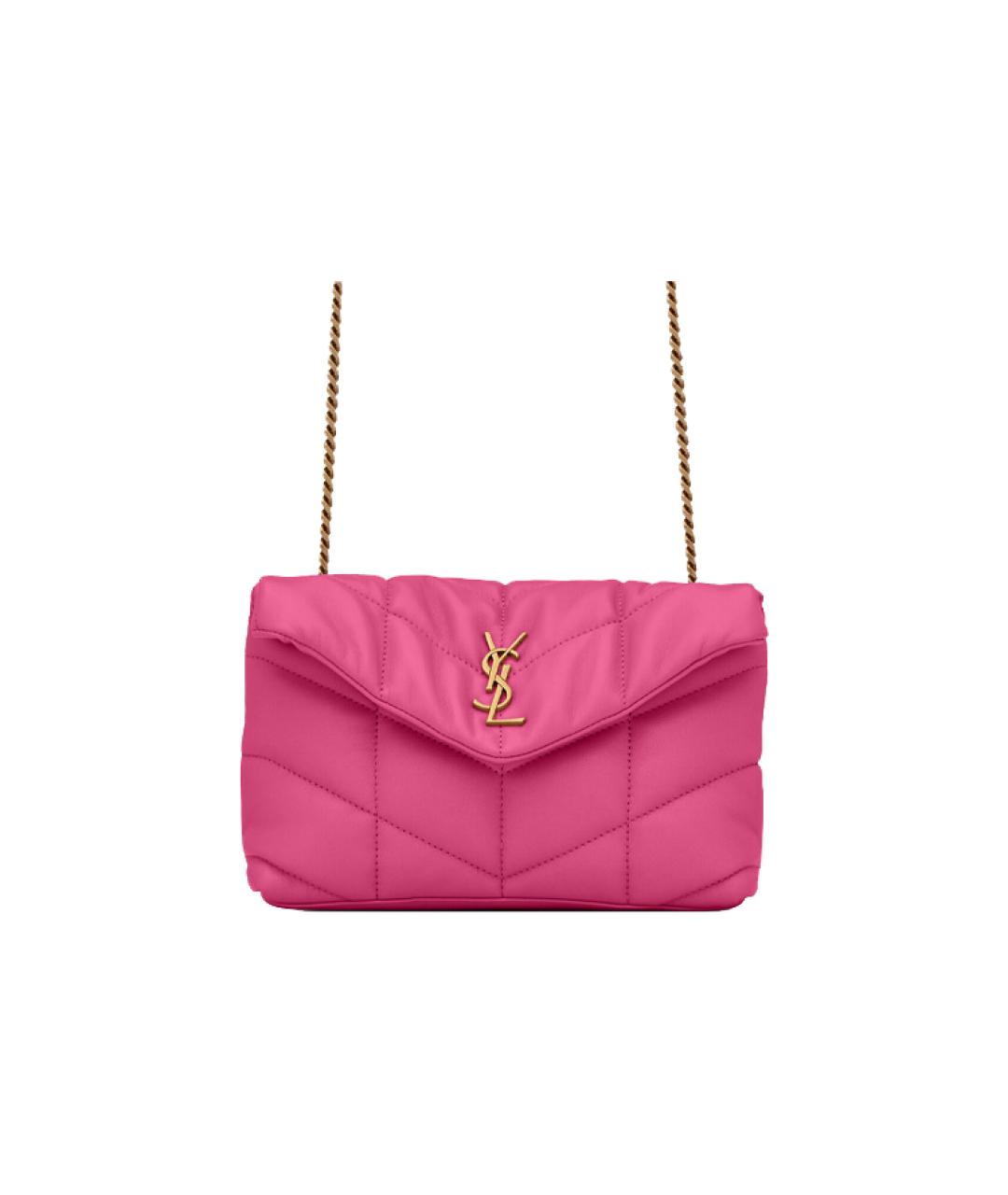 SAINT LAURENT Розовая кожаная сумка через плечо, фото 2