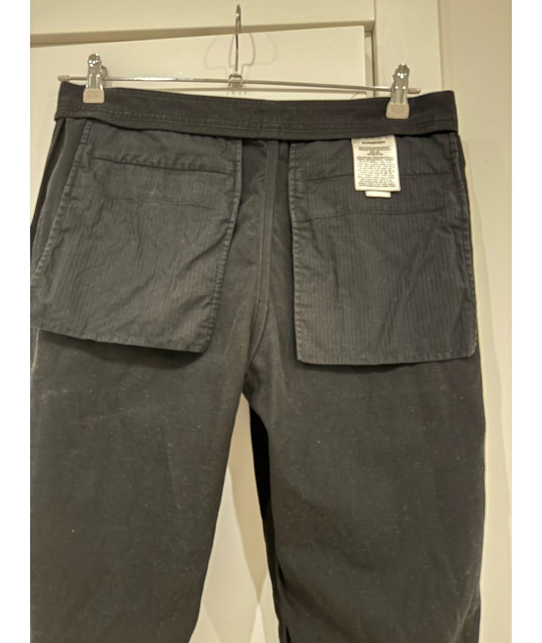 BURBERRY Черные хлопковые повседневные брюки, фото 3