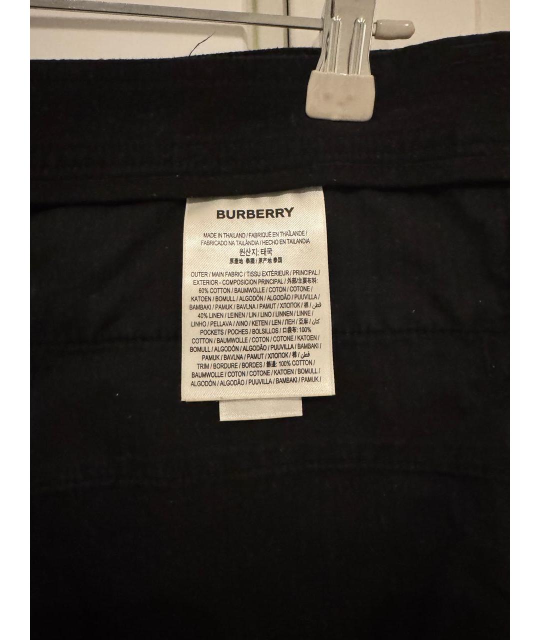 BURBERRY Черные хлопковые повседневные брюки, фото 6