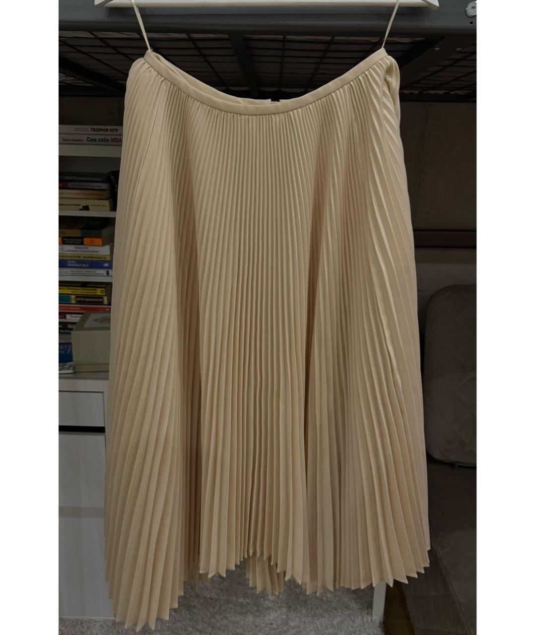 JIL SANDER Бежевая полиэстеровая юбка миди, фото 5