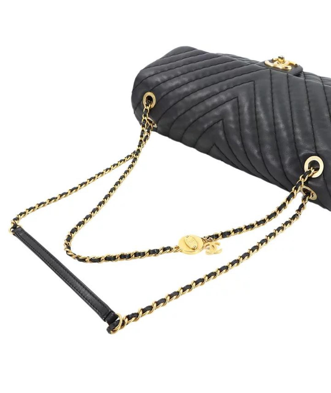 CHANEL Черная кожаная сумка с короткими ручками, фото 5