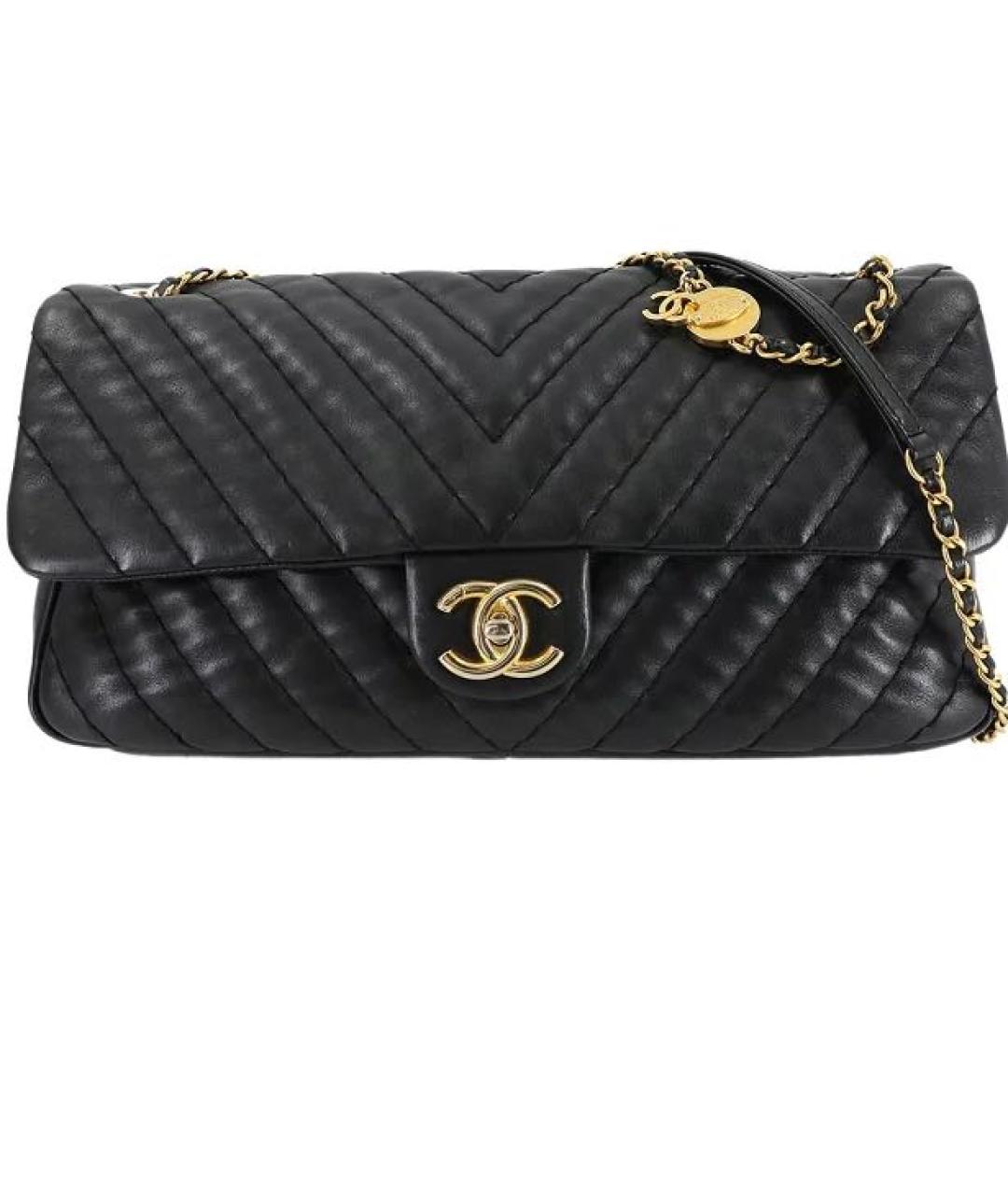 CHANEL Черная кожаная сумка с короткими ручками, фото 9