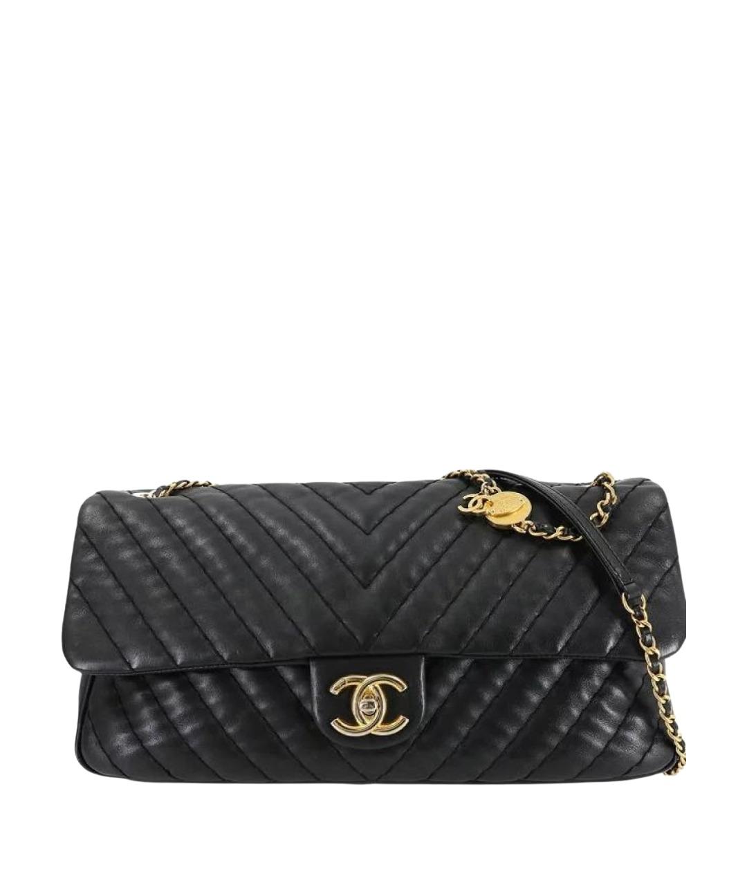 CHANEL Черная кожаная сумка с короткими ручками, фото 1