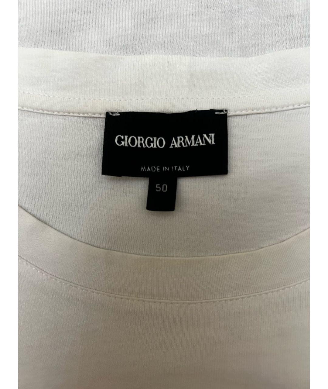 GIORGIO ARMANI Белая хлопковая футболка, фото 8