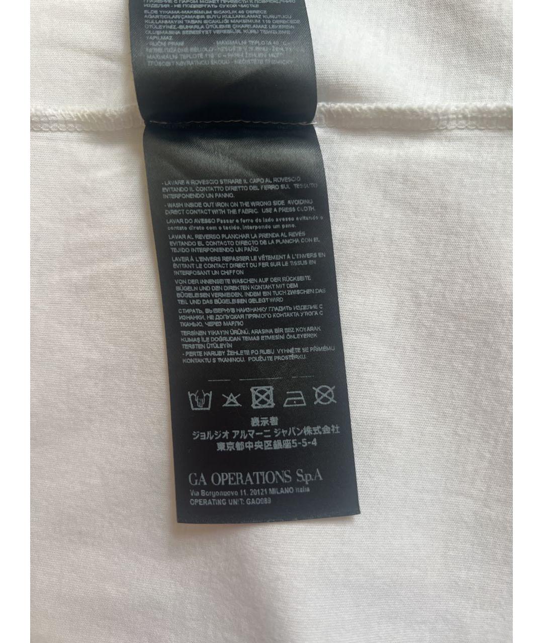 GIORGIO ARMANI Белая хлопковая футболка, фото 5