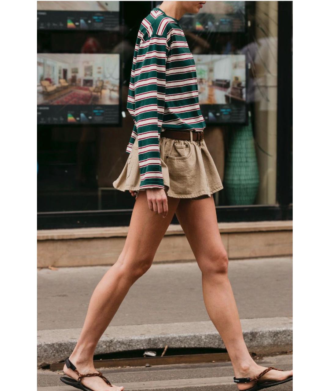 MIU MIU Бежевая хлопковая юбка мини, фото 7