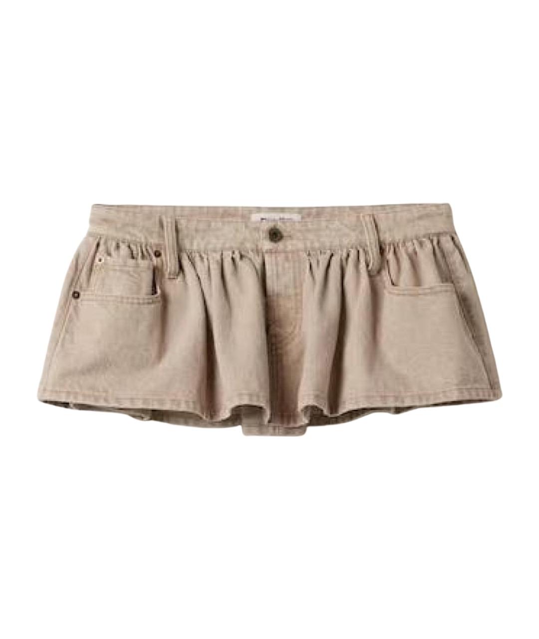 MIU MIU Бежевая хлопковая юбка мини, фото 1