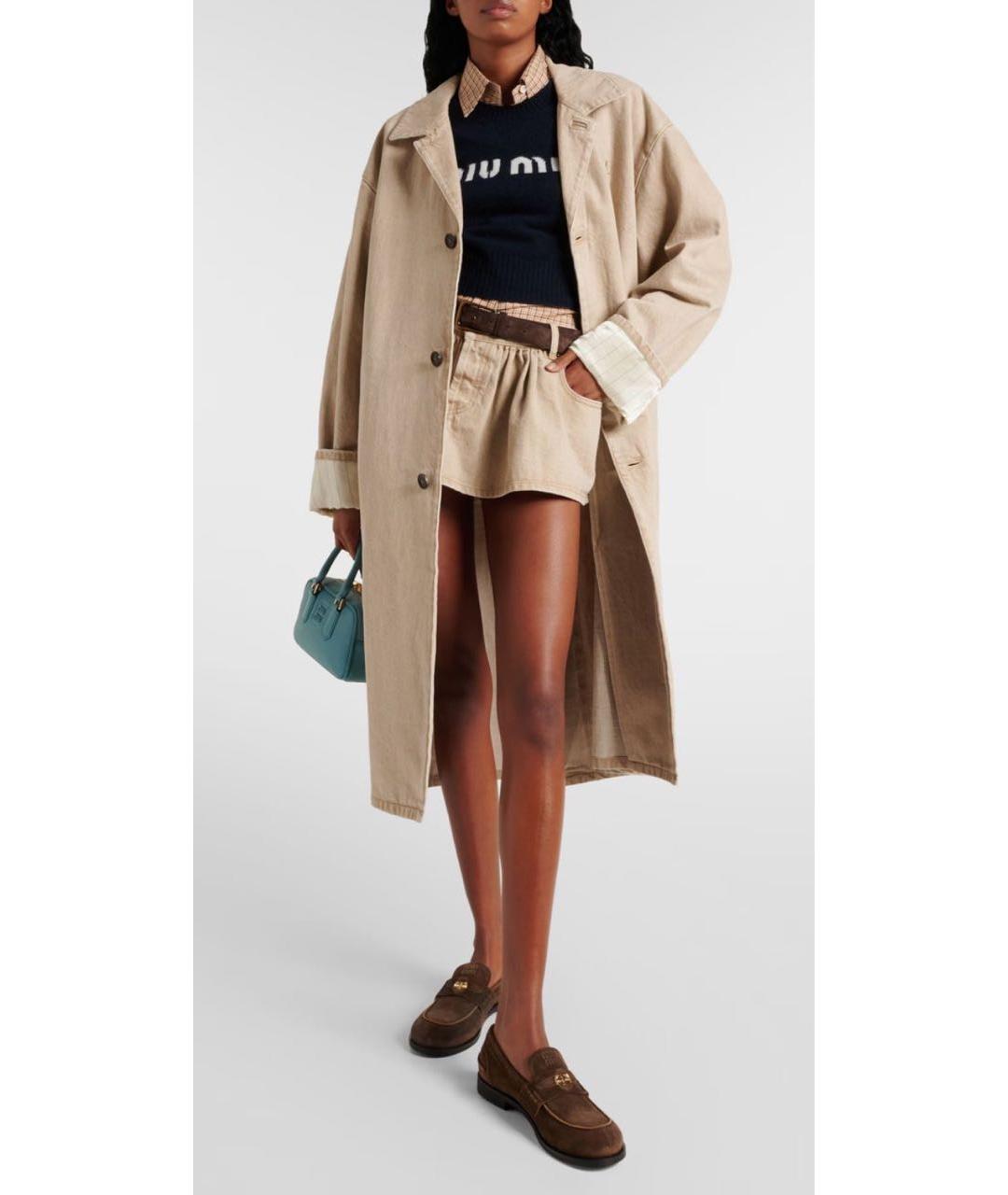 MIU MIU Бежевая хлопковая юбка мини, фото 8