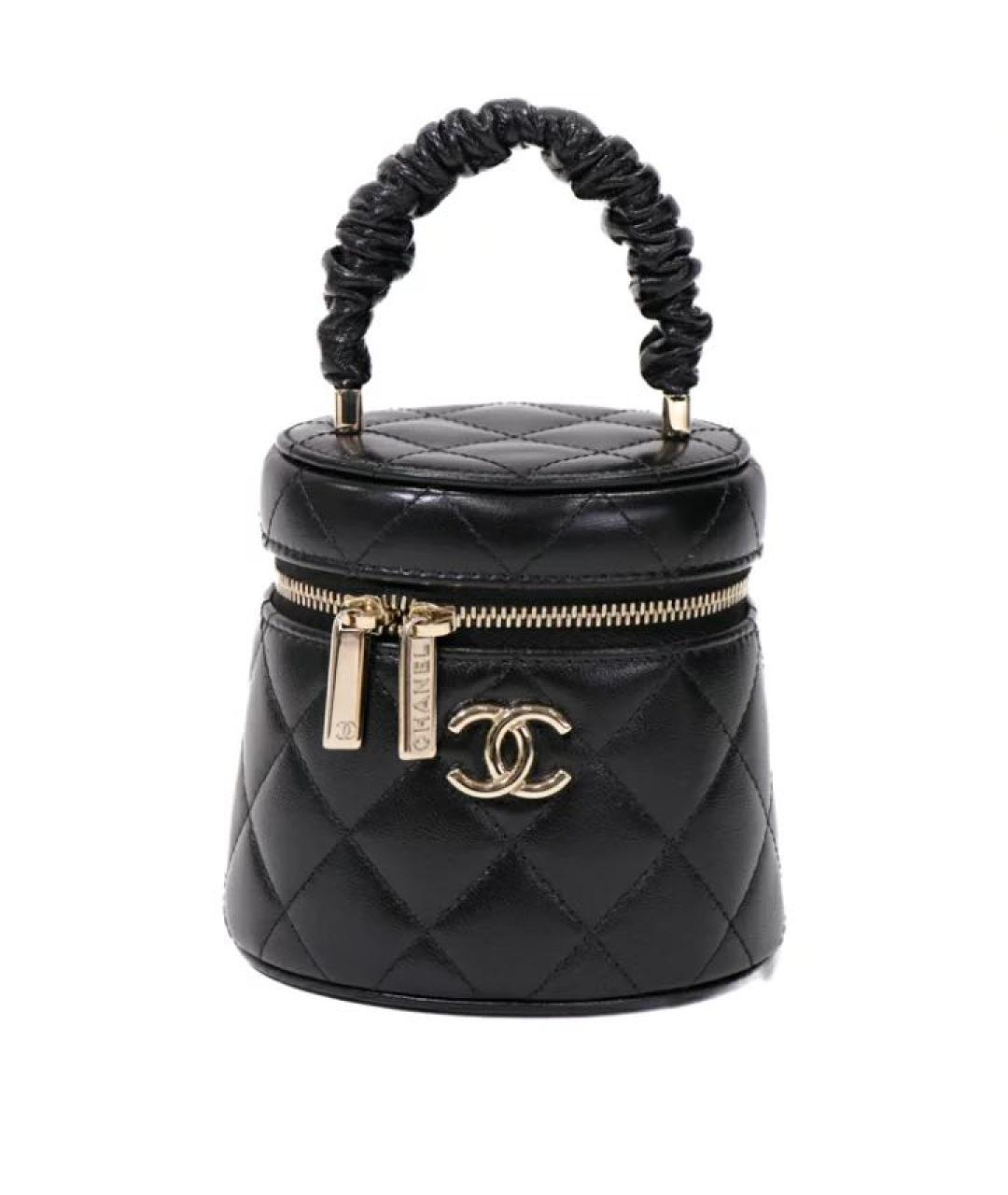 CHANEL Черная кожаная сумка с короткими ручками, фото 6