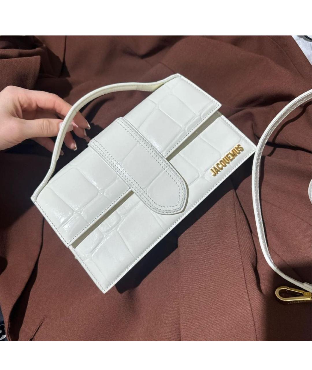 JACQUEMUS Белая кожаная сумка через плечо, фото 5