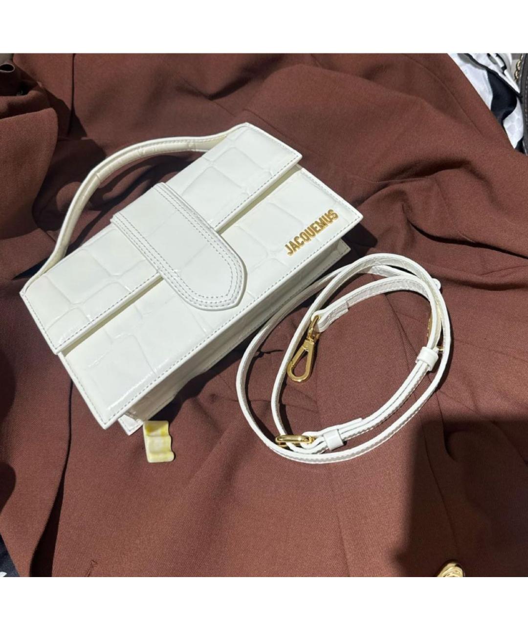 JACQUEMUS Белая кожаная сумка через плечо, фото 4