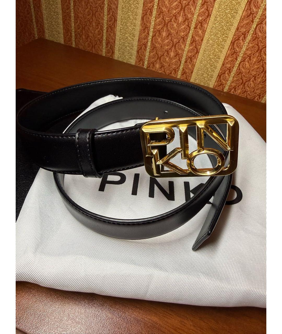 PINKO Черный кожаный ремень, фото 4