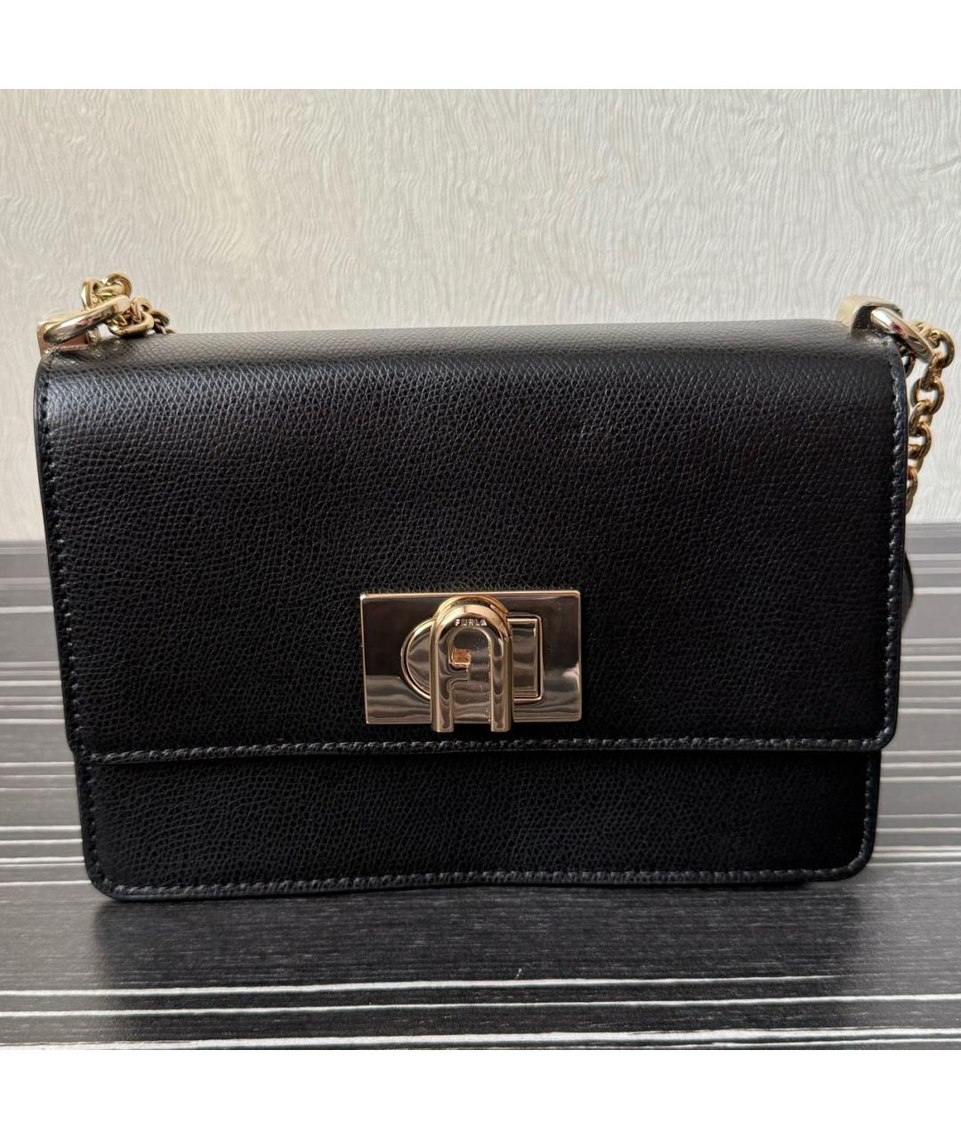 FURLA Черная кожаная сумка через плечо, фото 7