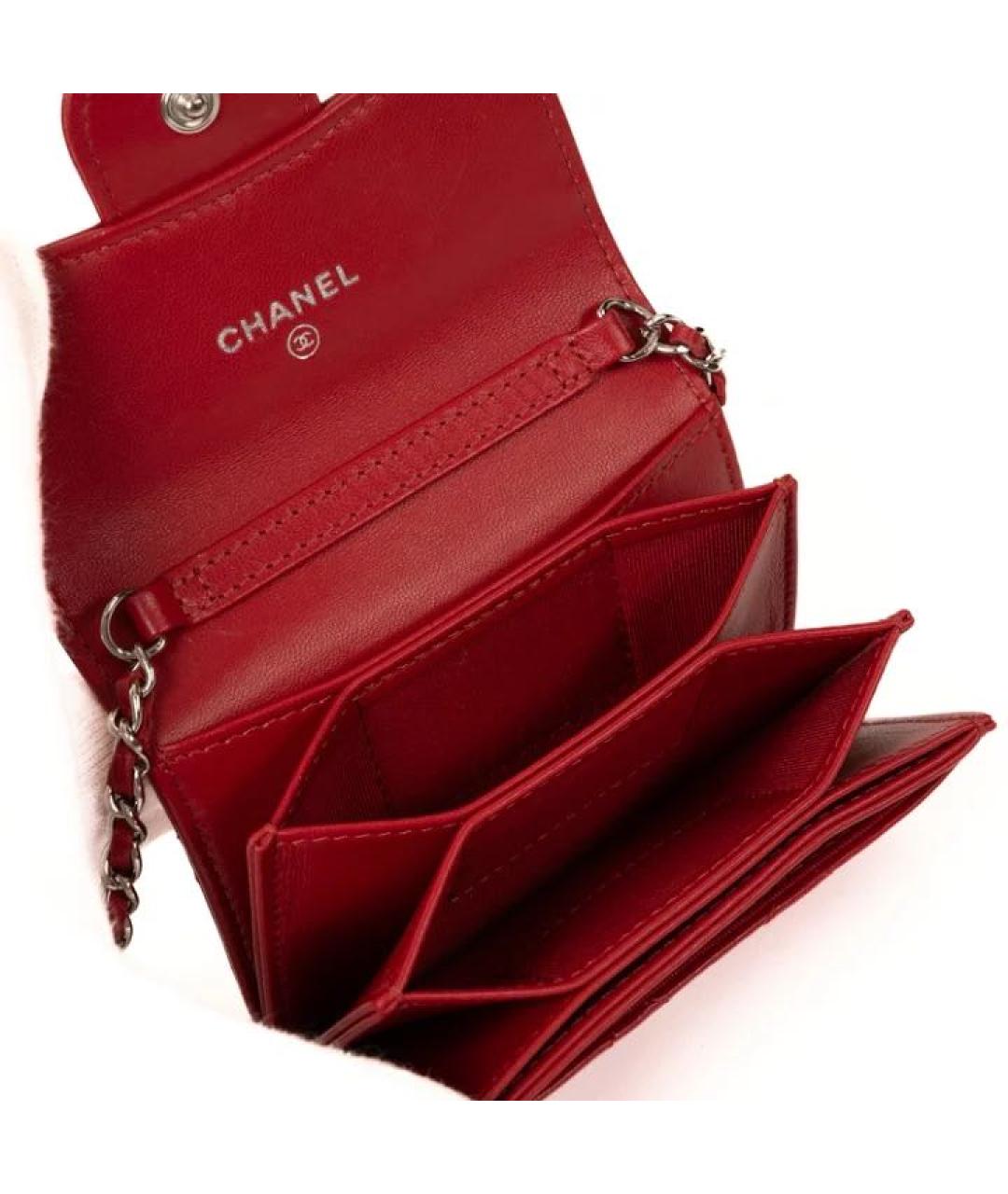 CHANEL Красная кожаная сумка через плечо, фото 7