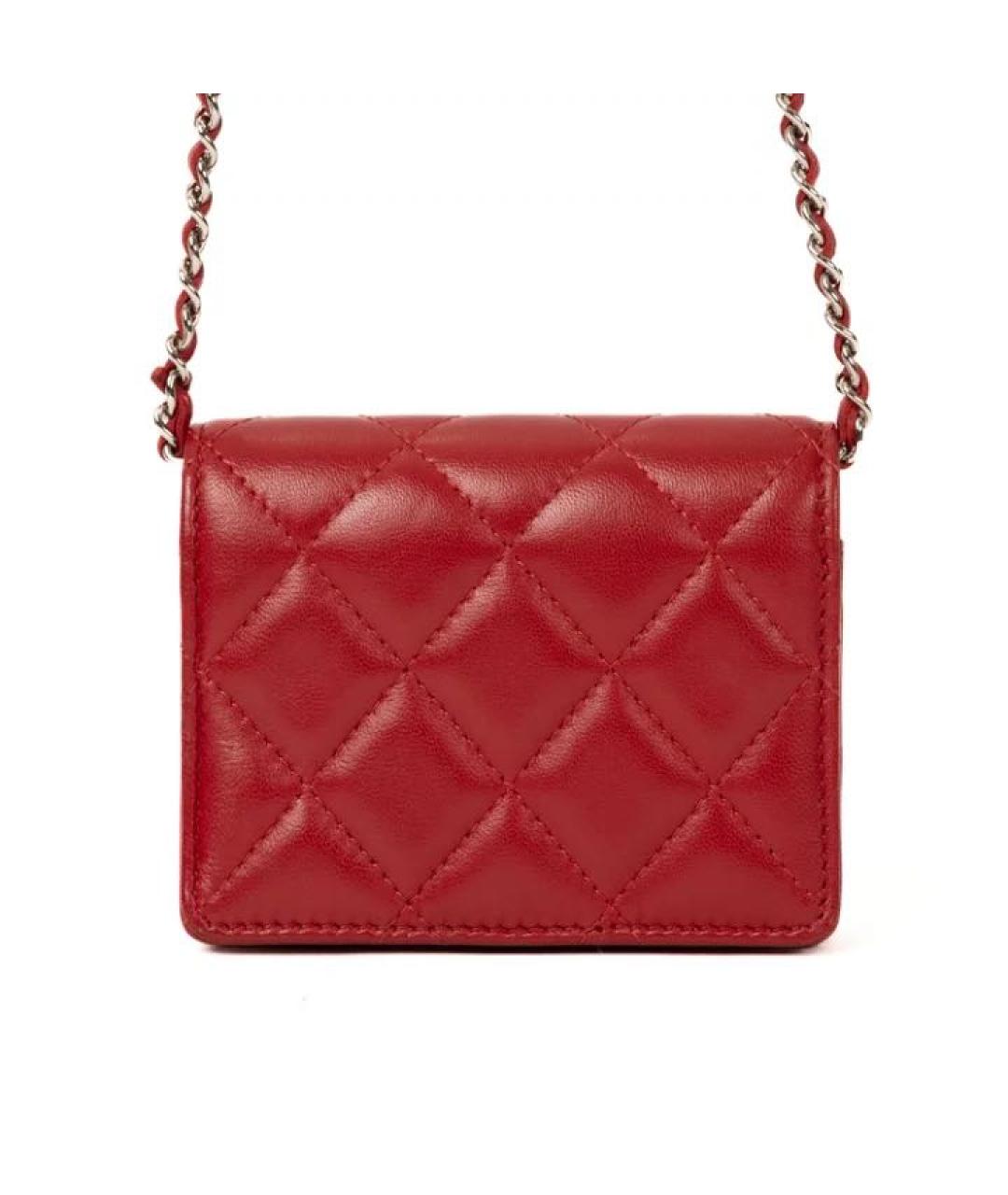 CHANEL Красная кожаная сумка через плечо, фото 3