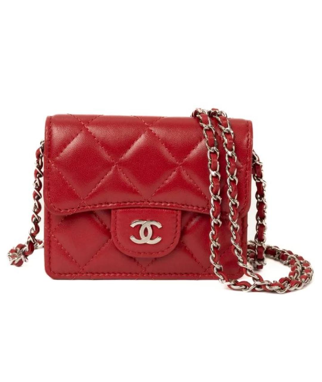 CHANEL Красная кожаная сумка через плечо, фото 9