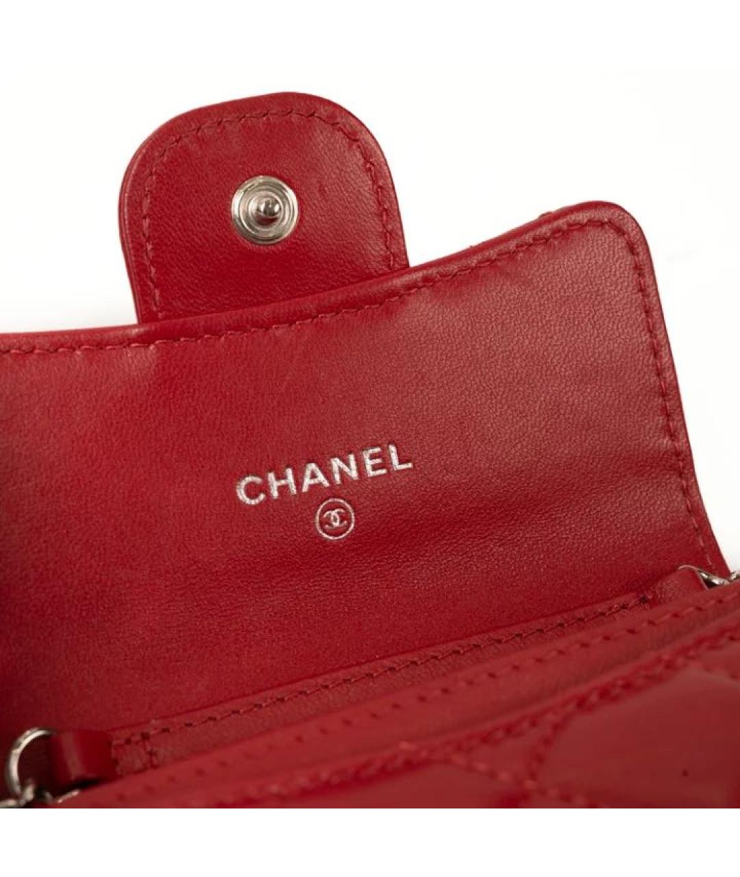 CHANEL Красная кожаная сумка через плечо, фото 6