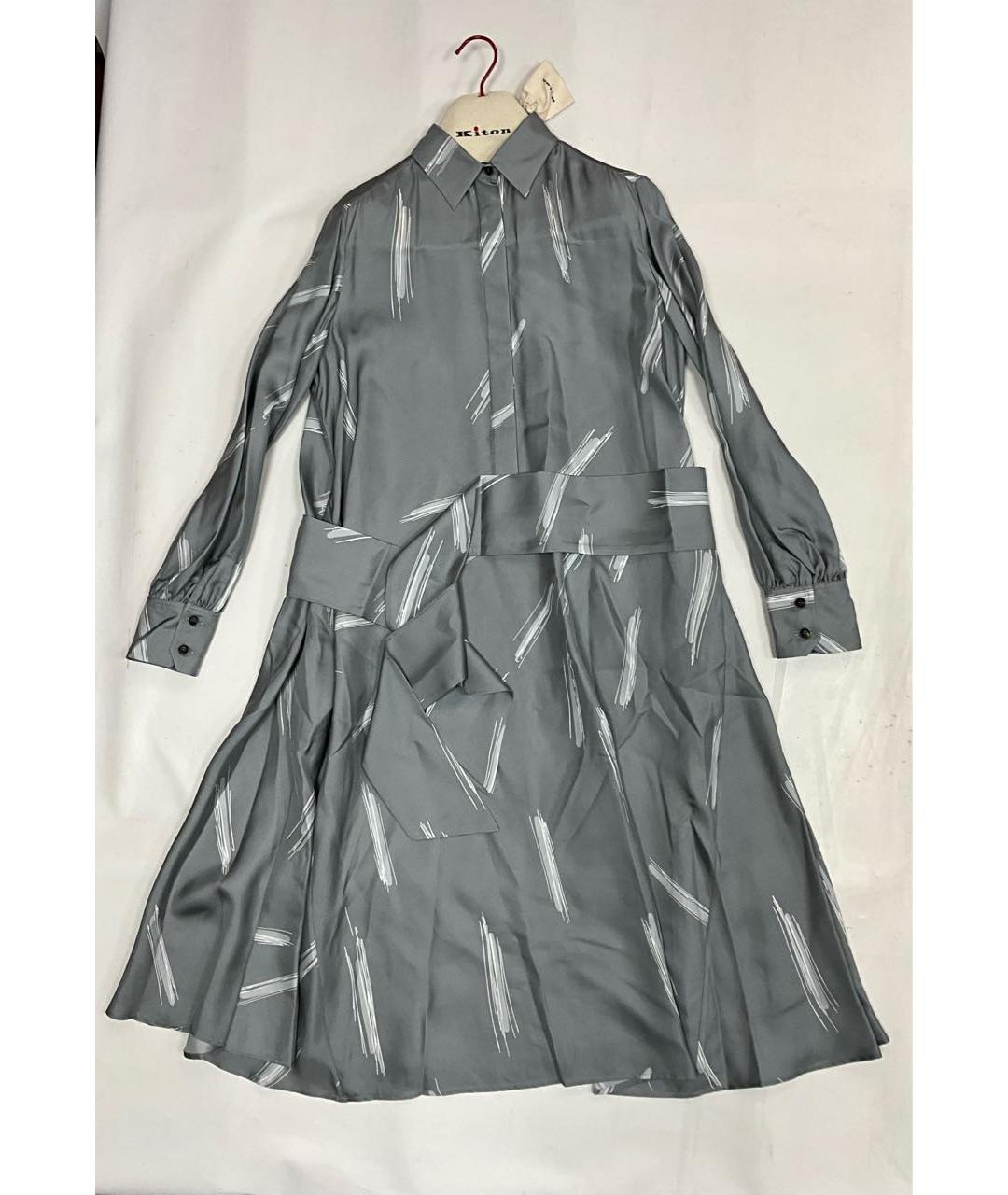 KITON Серое шелковое повседневное платье, фото 7