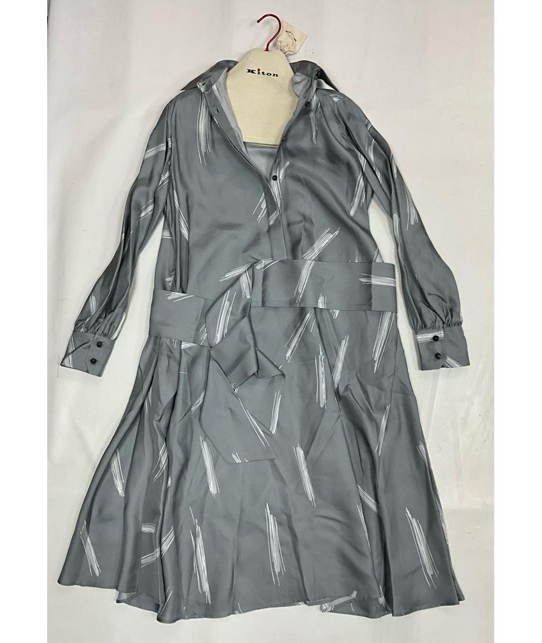 KITON Серое шелковое повседневное платье, фото 3