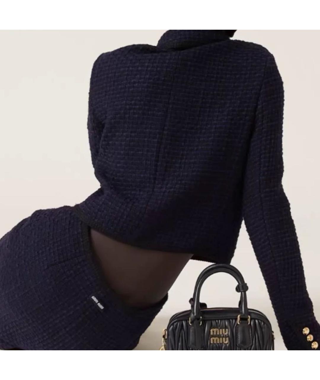 MIU MIU Темно-синяя твидовая юбка макси, фото 2