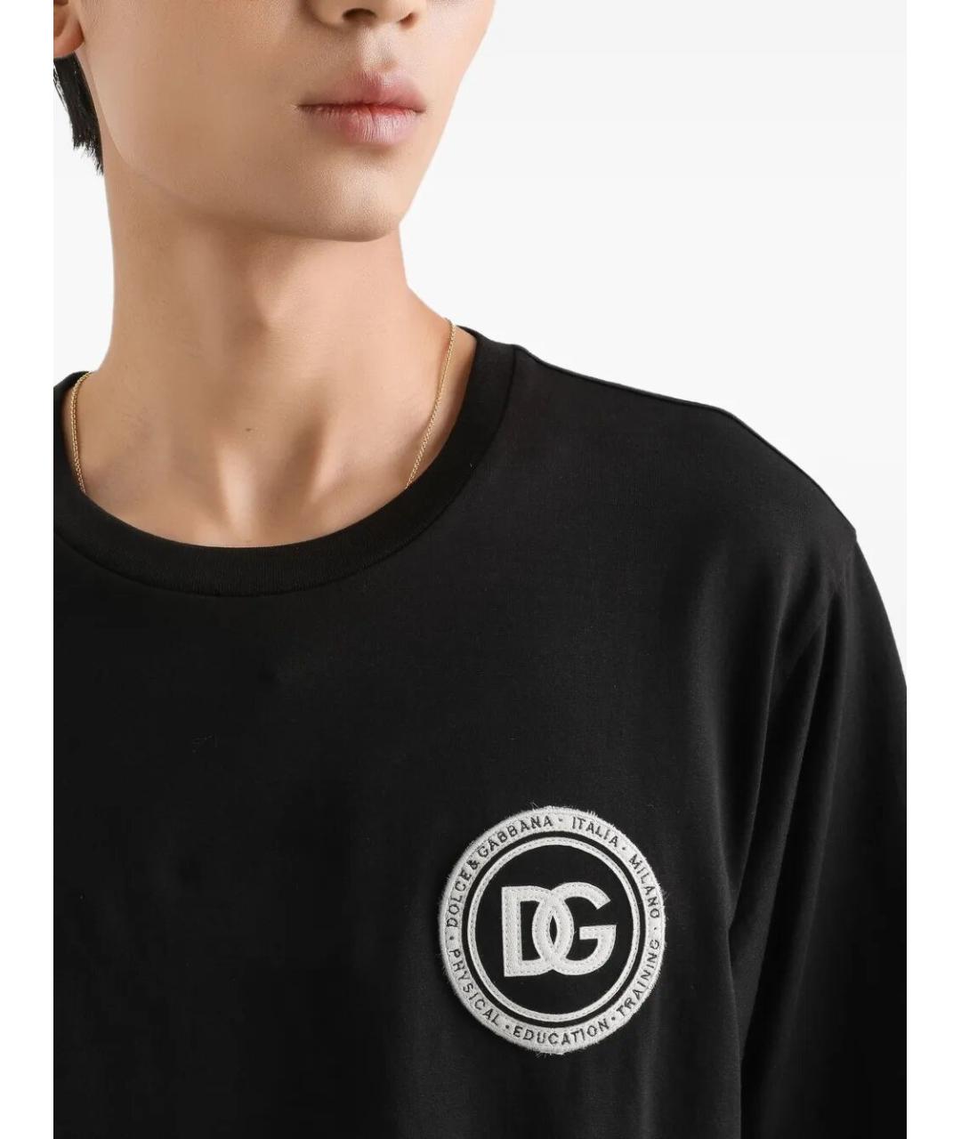 DOLCE&GABBANA Черная хлопковая футболка, фото 4