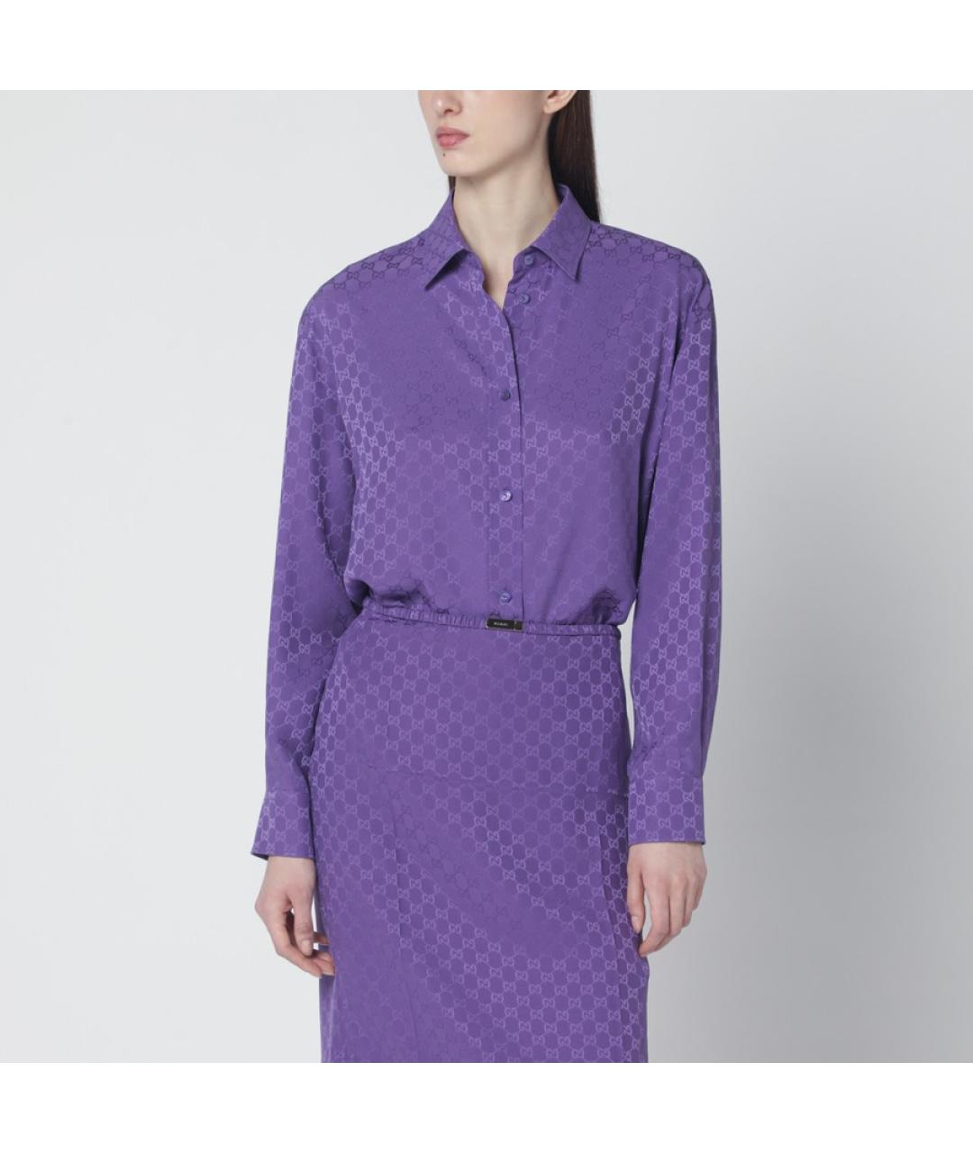 GUCCI Фиолетовая шелковая рубашка, фото 6