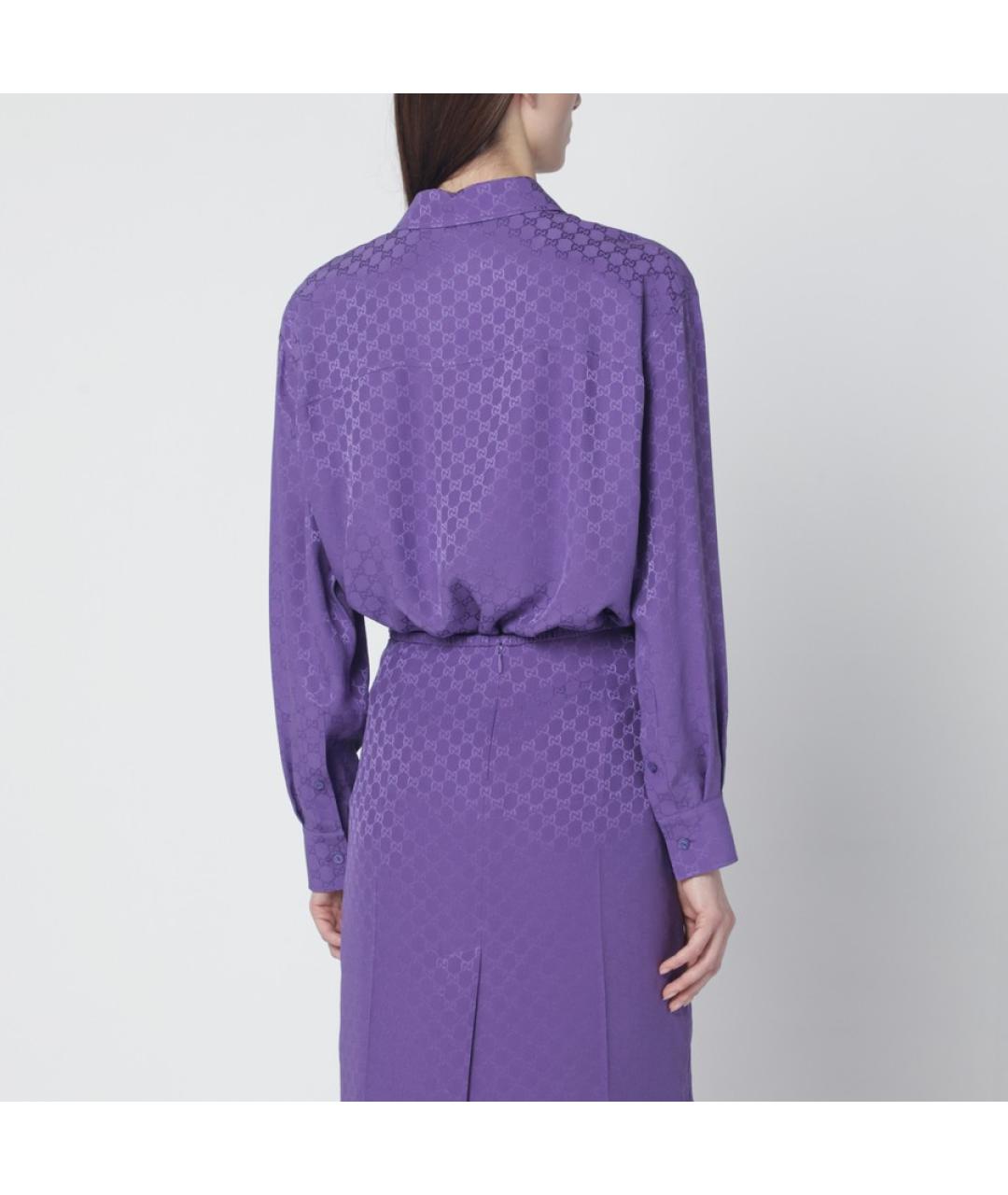 GUCCI Фиолетовая шелковая рубашка, фото 8