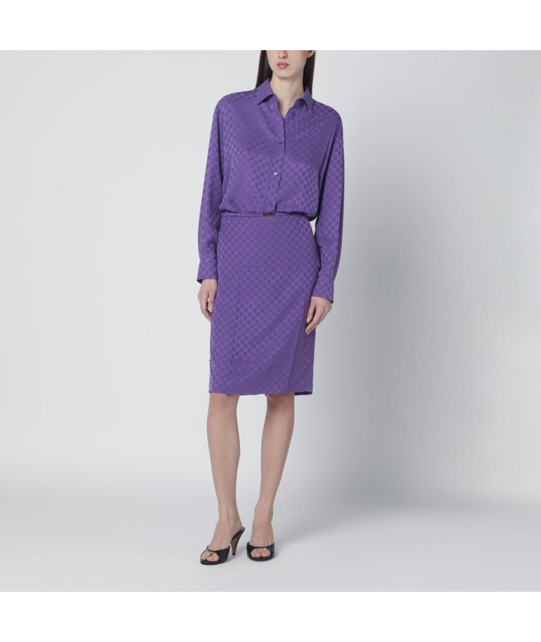 GUCCI Фиолетовая шелковая рубашка, фото 4