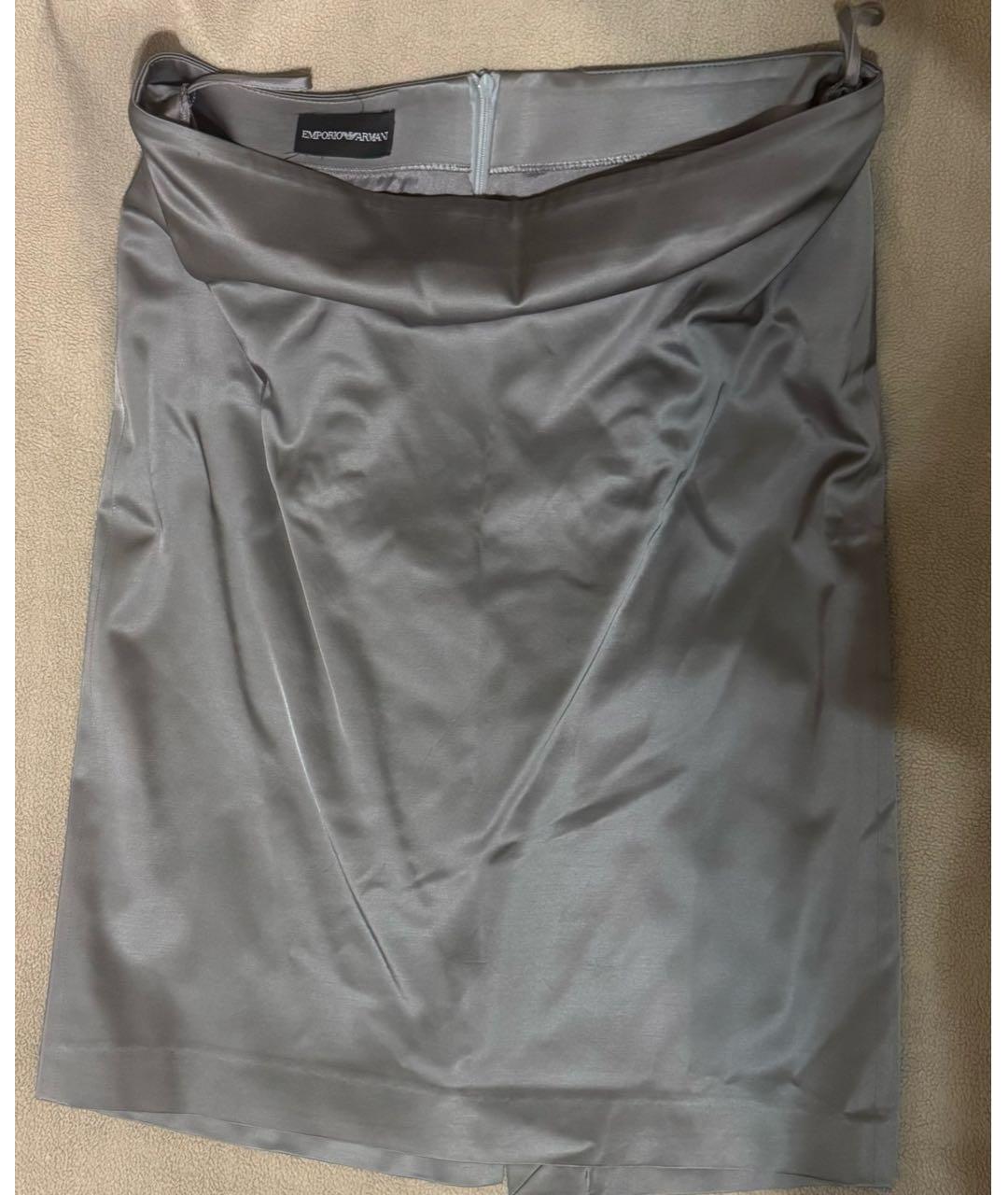 EMPORIO ARMANI Серебрянный вискозный костюм с юбками, фото 2