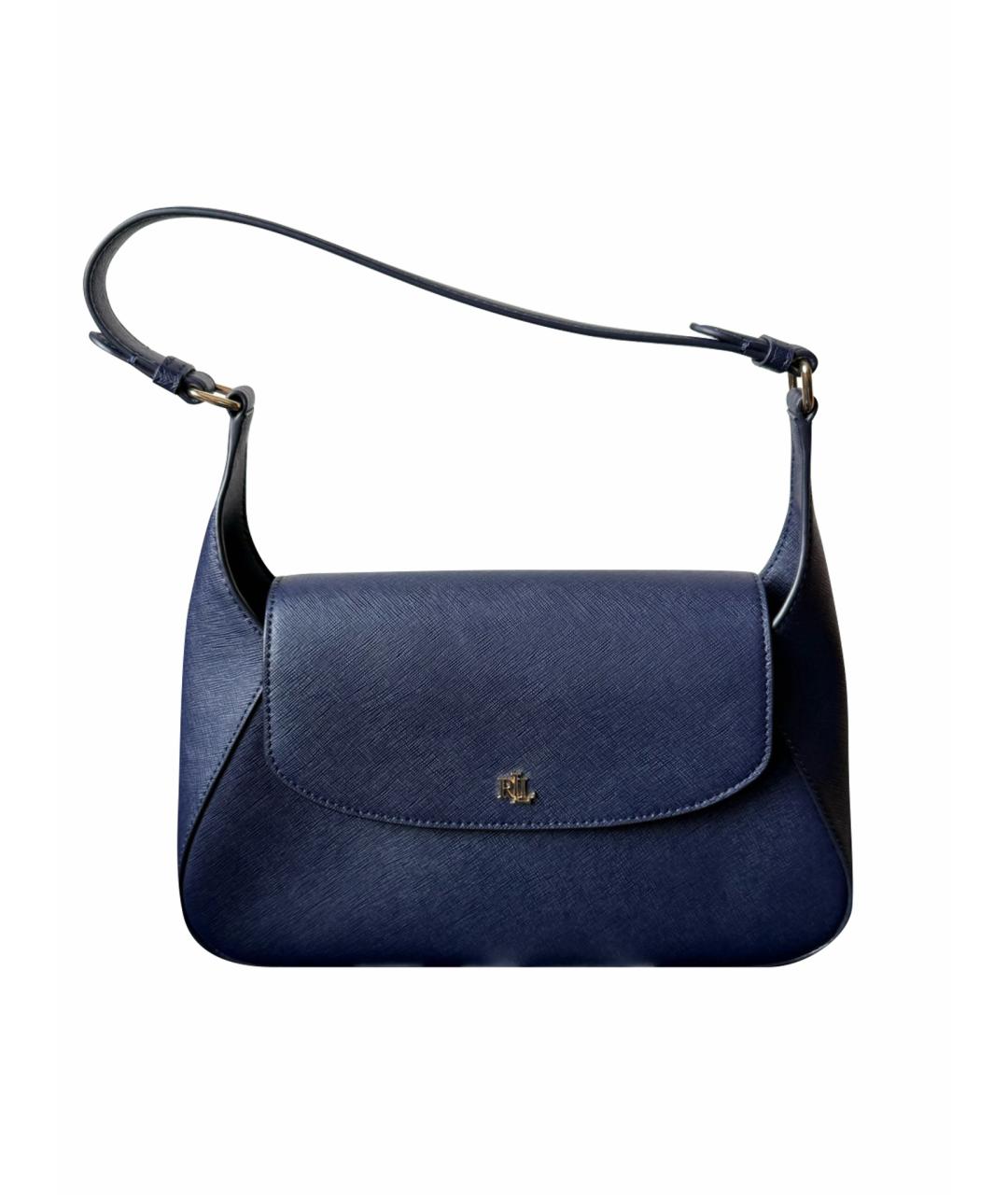 POLO RALPH LAUREN Синяя кожаная сумка с короткими ручками, фото 1