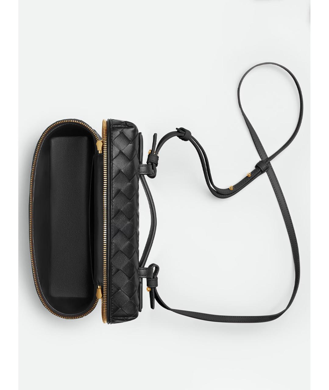 BOTTEGA VENETA Черная кожаная сумка через плечо, фото 4