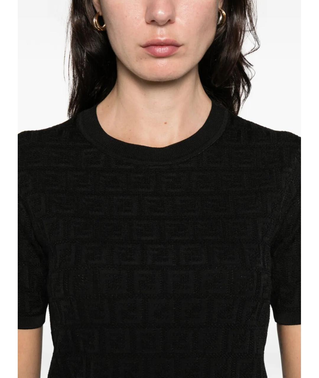 FENDI Черная хлопковая футболка, фото 4