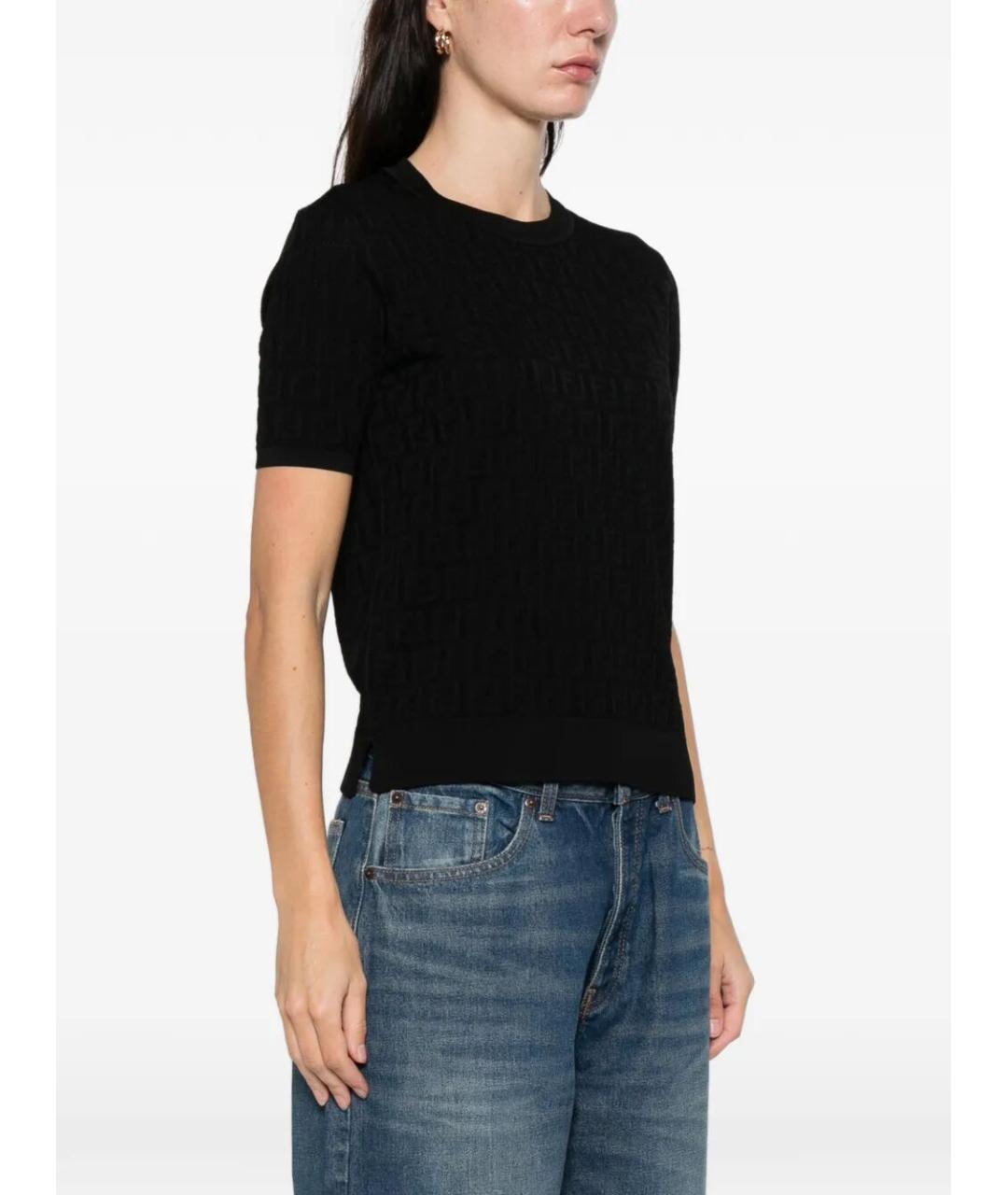 FENDI Черная хлопковая футболка, фото 3