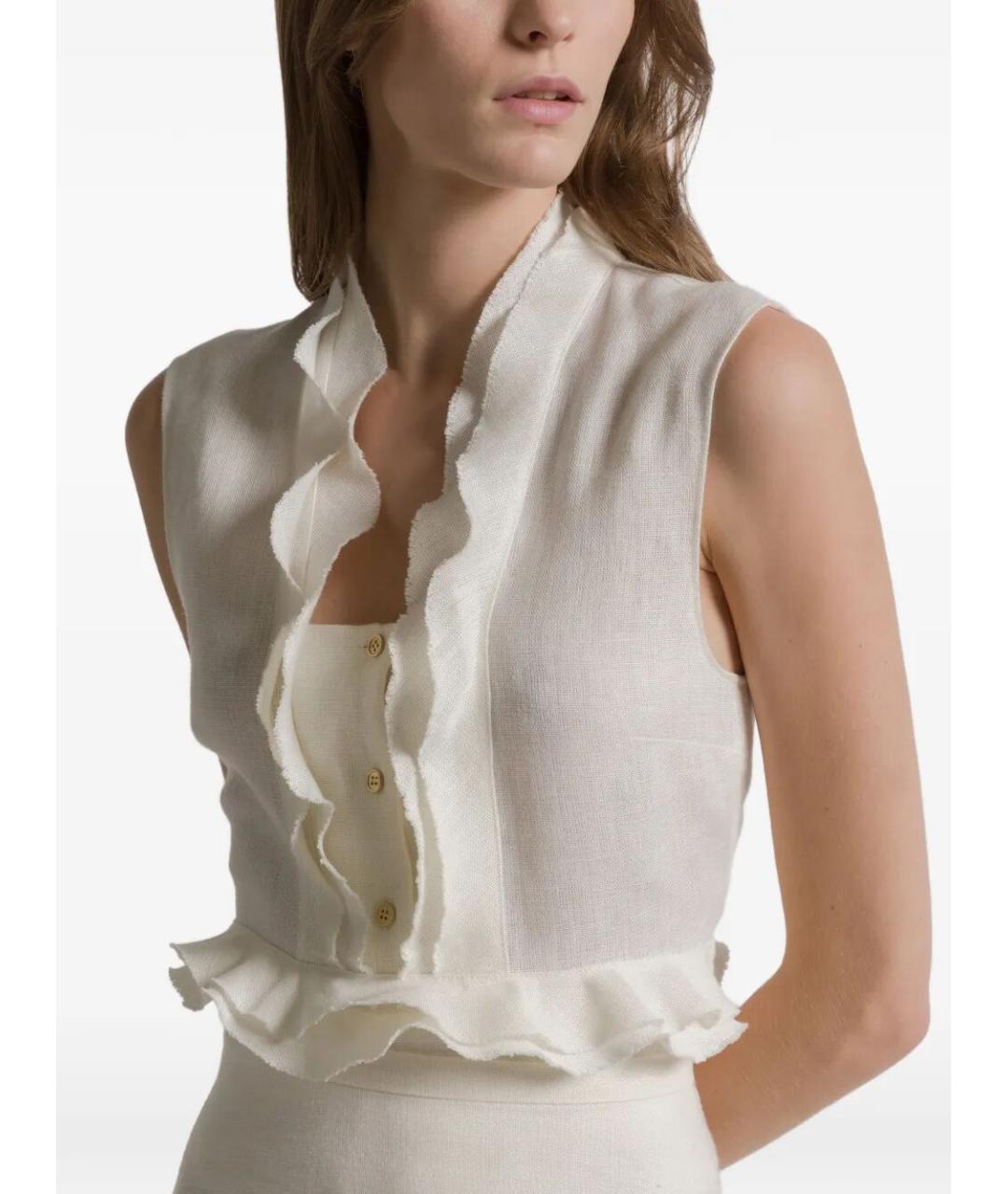 ALBERTA FERRETTI Белая льняная блузы, фото 4