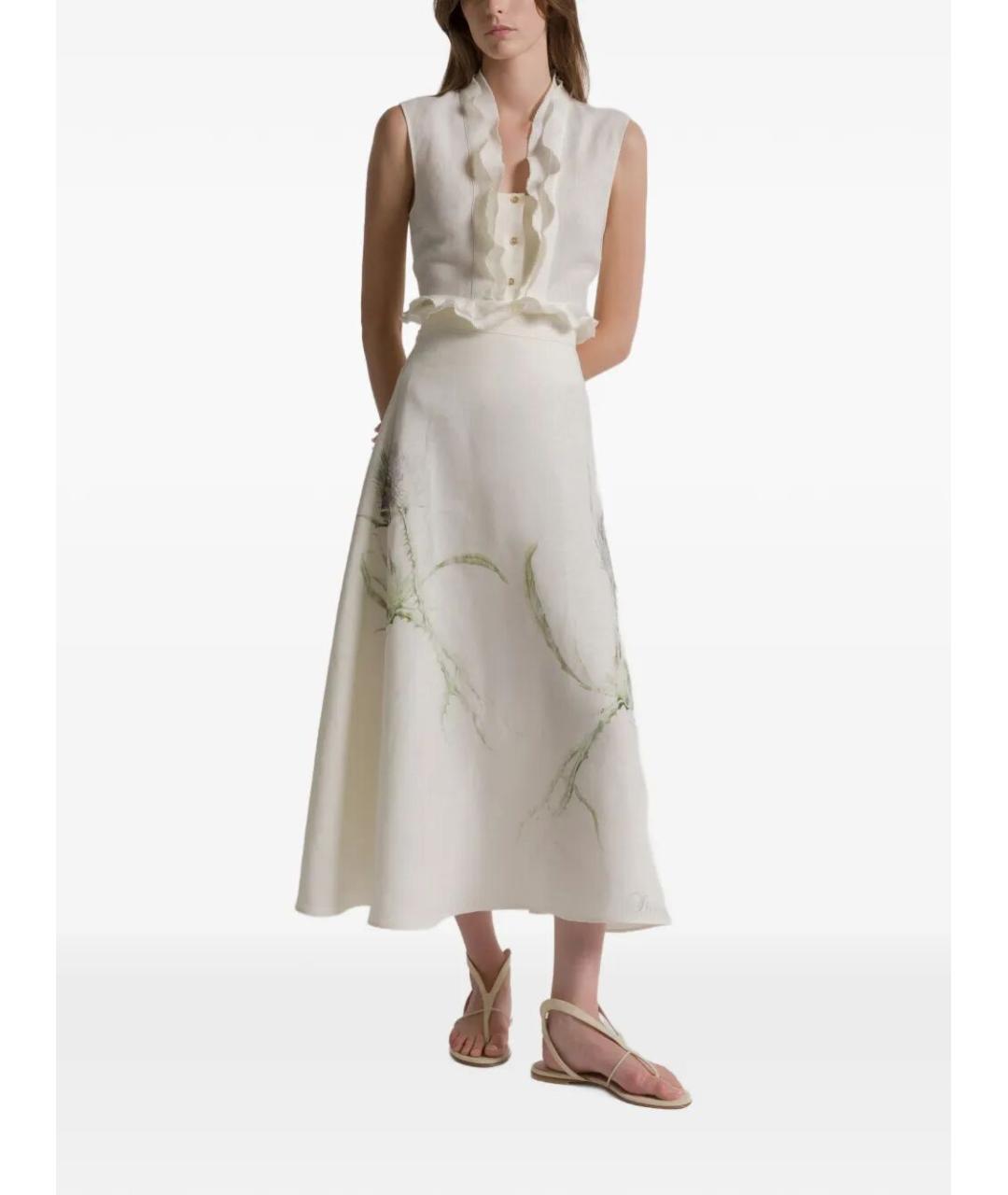 ALBERTA FERRETTI Белая льняная блузы, фото 2