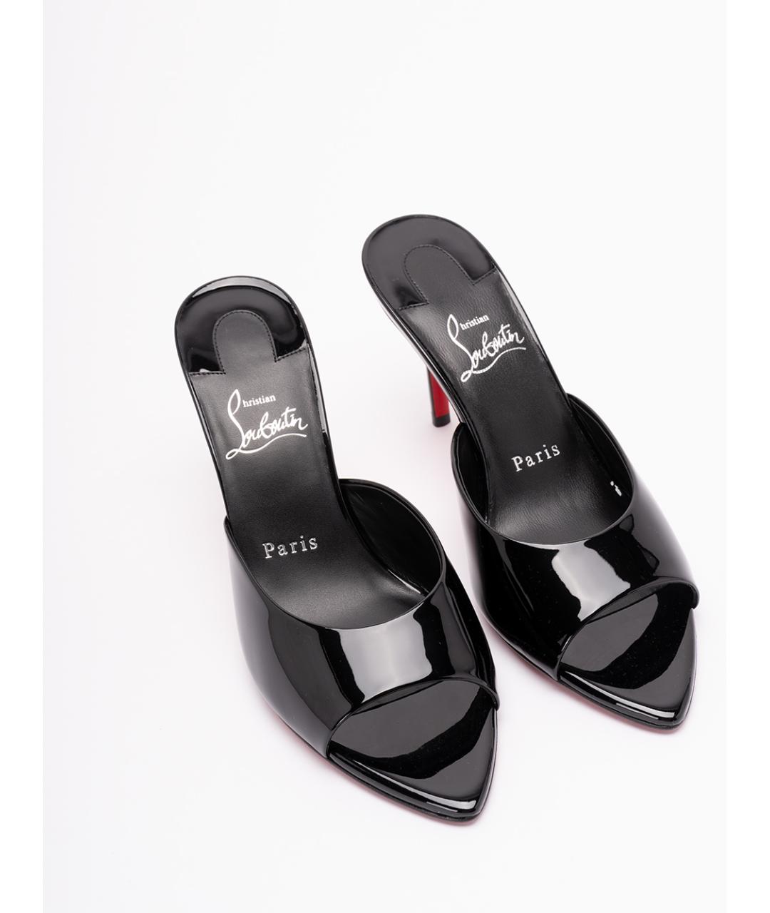 CHRISTIAN LOUBOUTIN Черные кожаные мюли, фото 5
