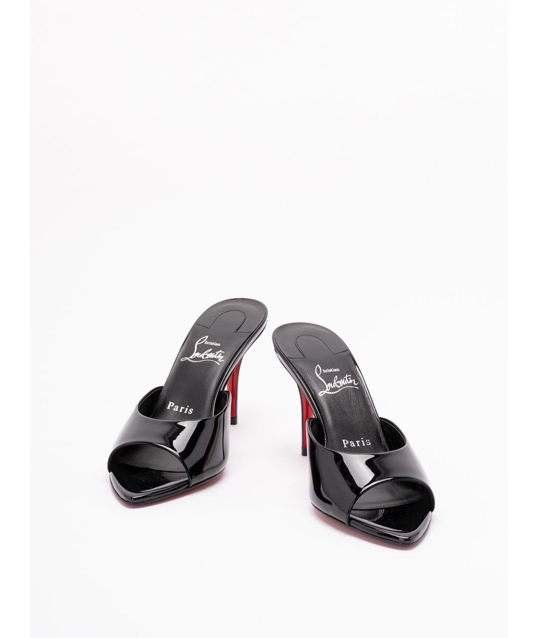CHRISTIAN LOUBOUTIN Черные кожаные мюли, фото 2
