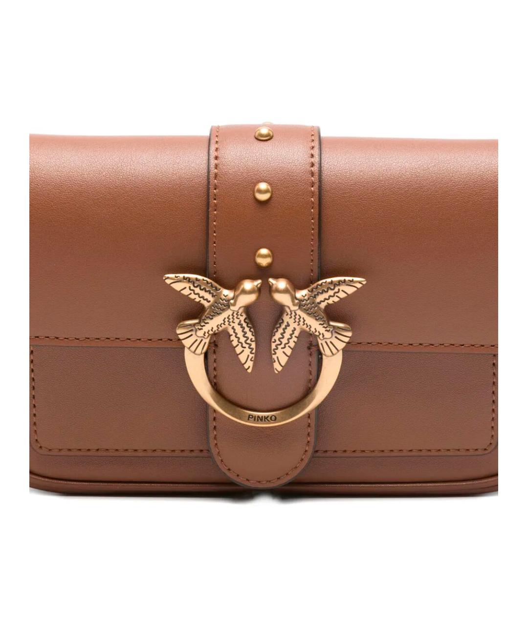 PINKO Коричневая кожаная сумка через плечо, фото 3