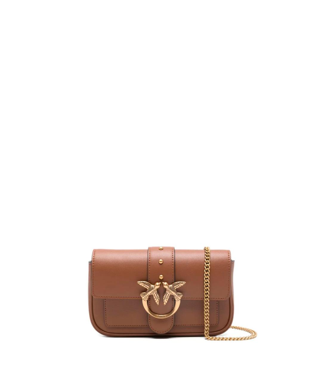 PINKO Коричневая кожаная сумка через плечо, фото 1