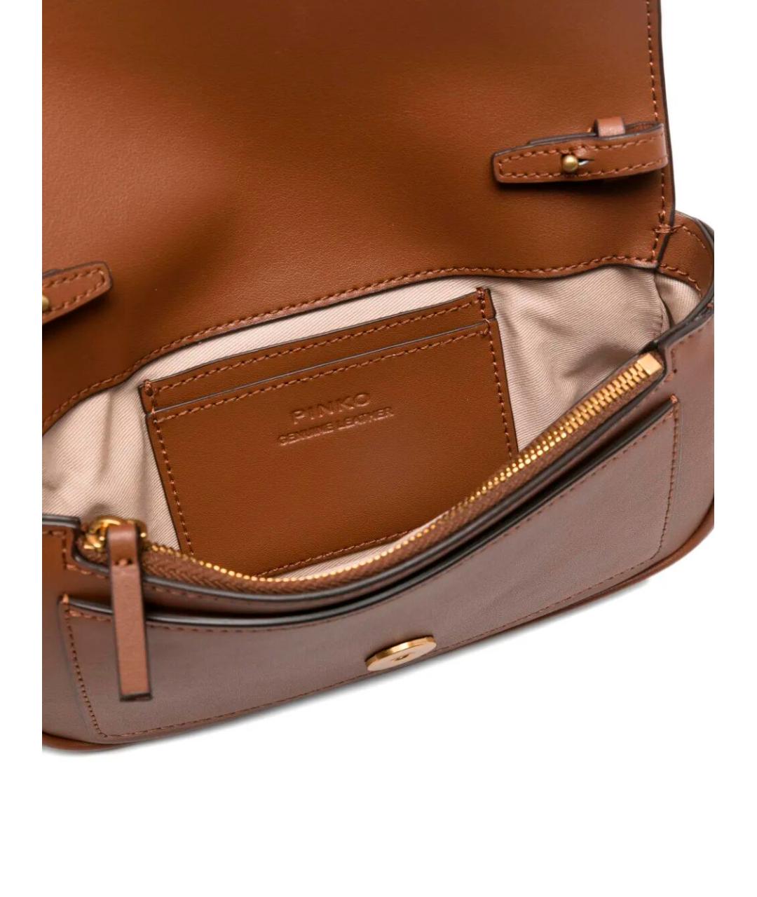 PINKO Коричневая кожаная сумка через плечо, фото 4