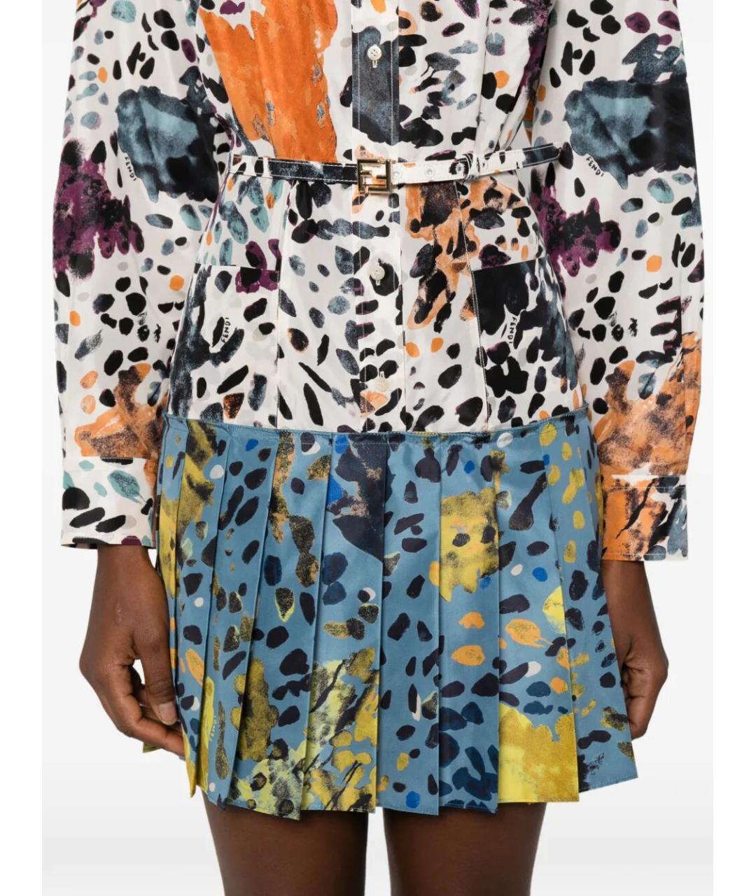 FENDI Мульти шелковое платье, фото 3