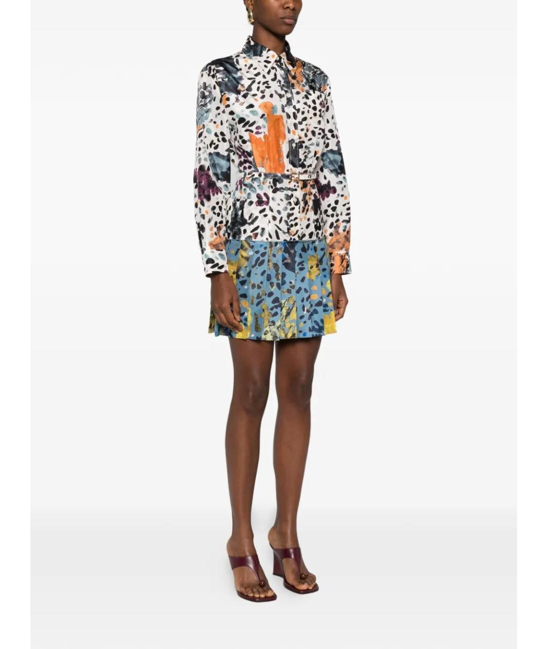 FENDI Мульти шелковое платье, фото 5