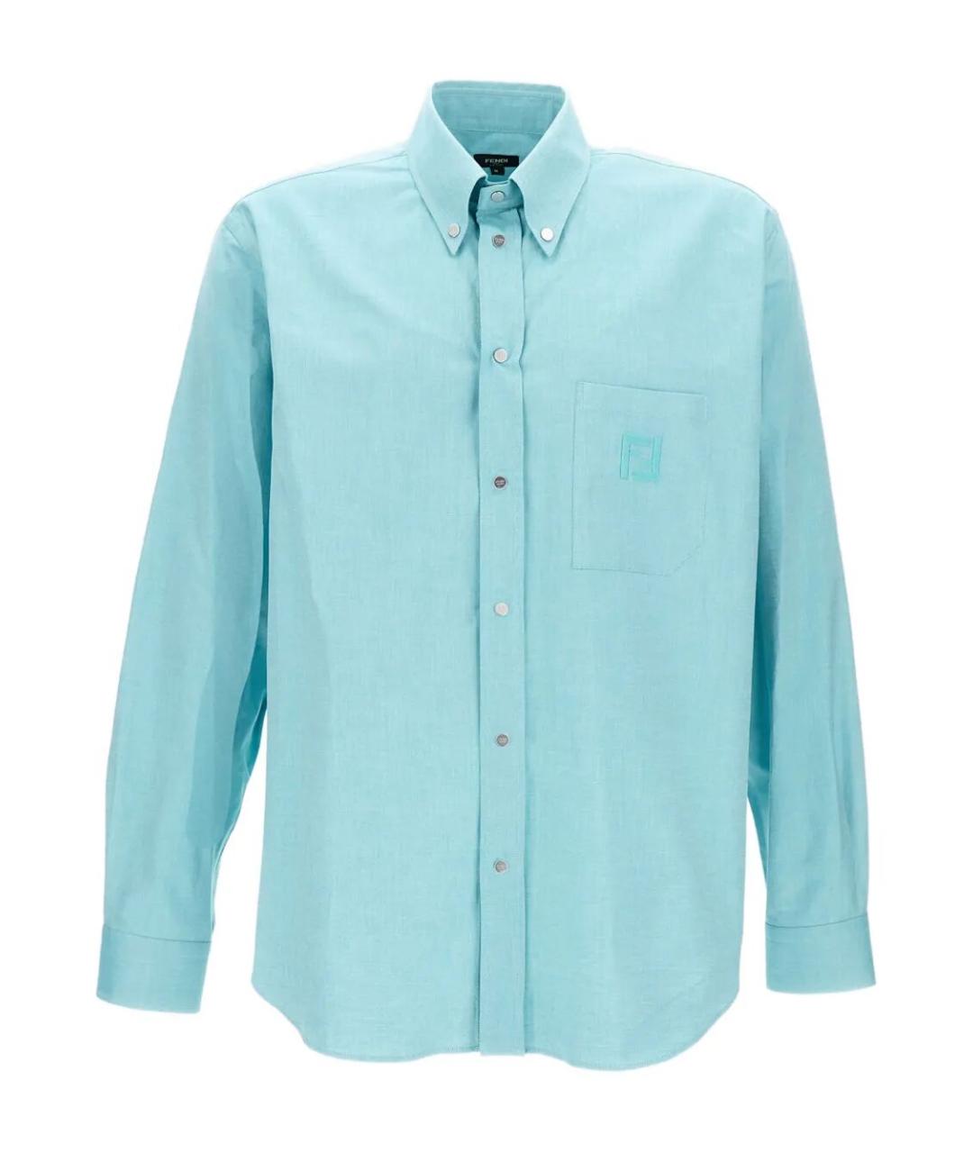 FENDI Бирюзовая хлопковая кэжуал рубашка, фото 1